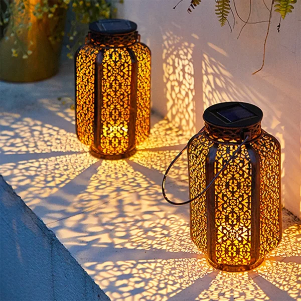 Solar Iron Art Lantern Decorative Vintage Pathway