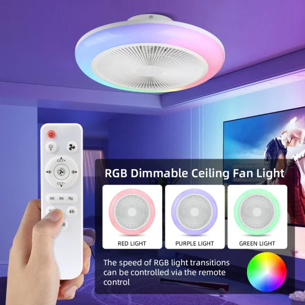 RGB LED Dimmable Remote Ceiling Fan Lights