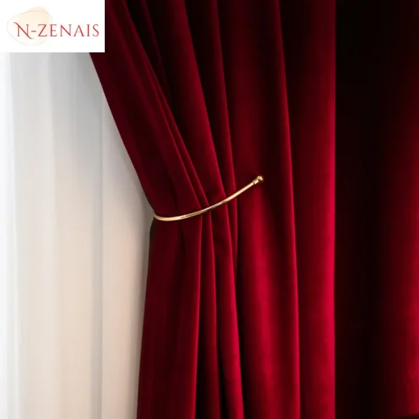 Luxury Burgundy Red Velvet curtains Color Blackout