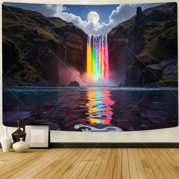1pc Wall Tapestry Rainbow Waterfall Moonlight
