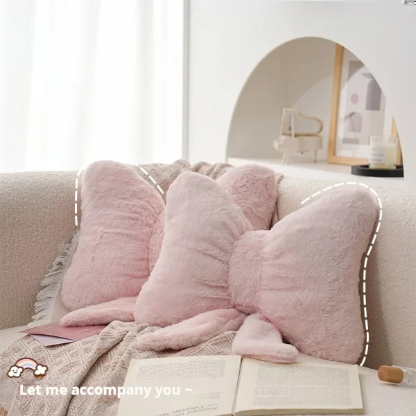 Simple bow pink sofa pillow