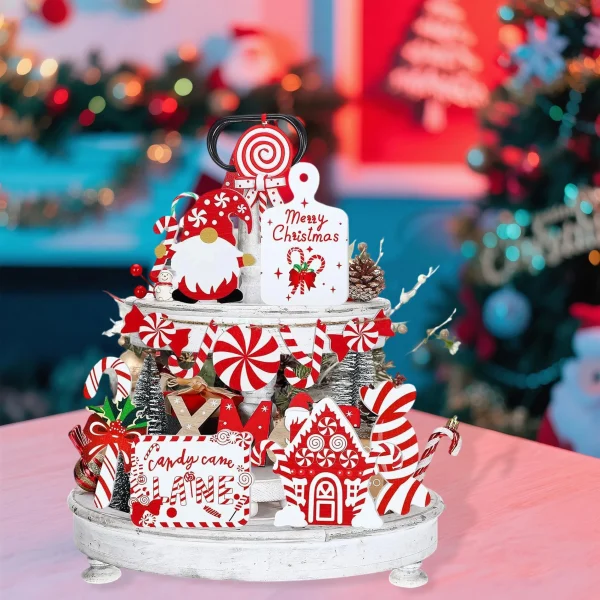 Festive Christmas Tiered Tray Decor Set