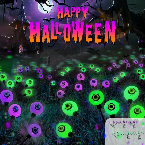2/4/6 Pack Halloween Solar Scary Eyeball Lights